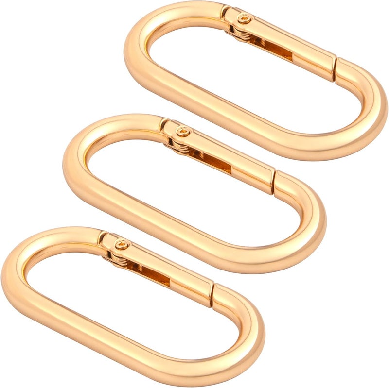 STSTR 3pcs Oval Spring Ring Clips, Metal Keyring Purse Clip, Heavy Duty Opening O Ring Carabiner for Keychains,Backpacks, Keys - Image 1
